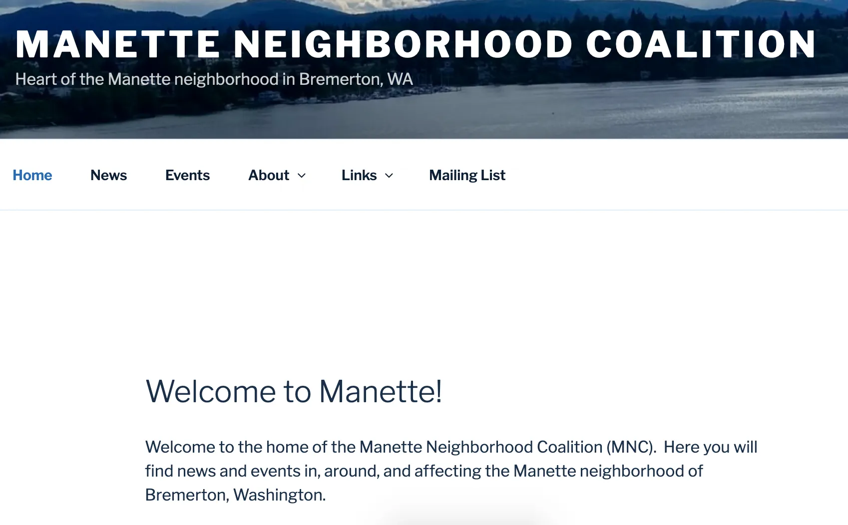 Manette Neighborhood Coalition website screenshot