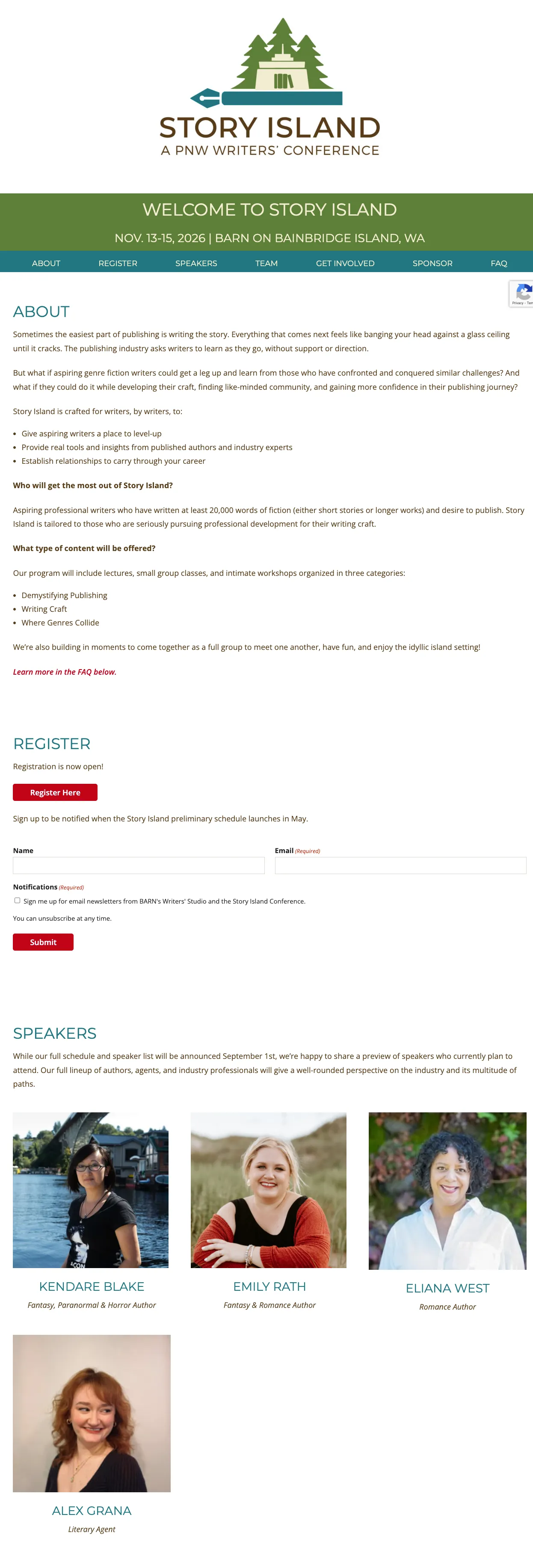 Story Island full-page layout screenshot