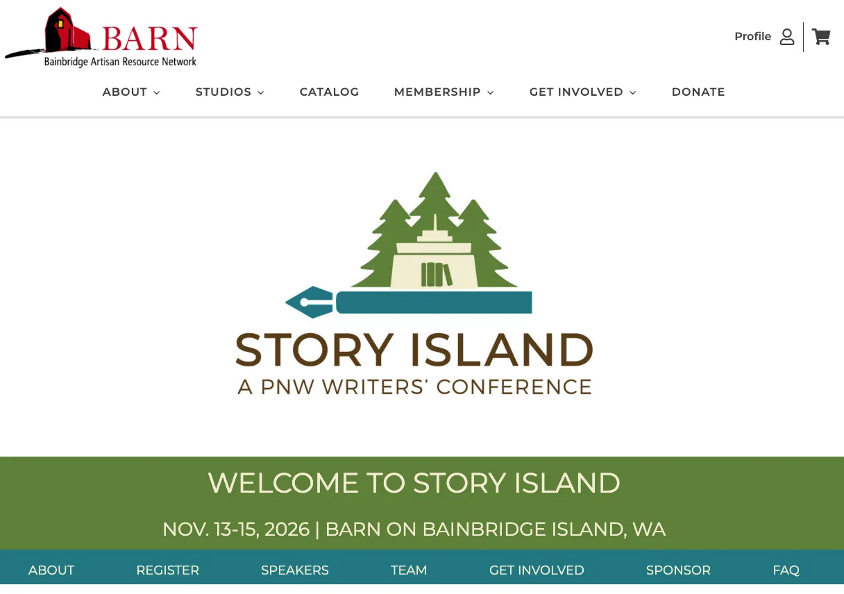 Story Island landing page hero screenshot