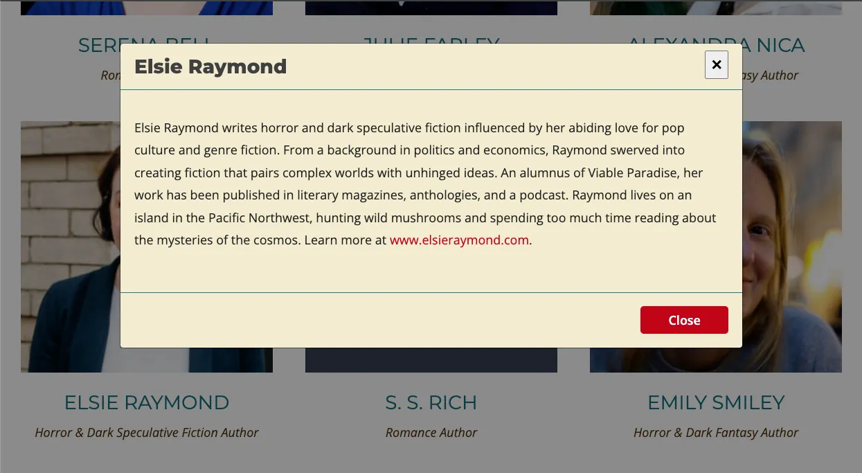 Story Island speaker modal screenshot